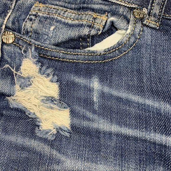 Machine Nouvelle Mode Size 3 28x30 Med Wash Distressed Denim Jeans DMP-11661 - Picture 3 of 10